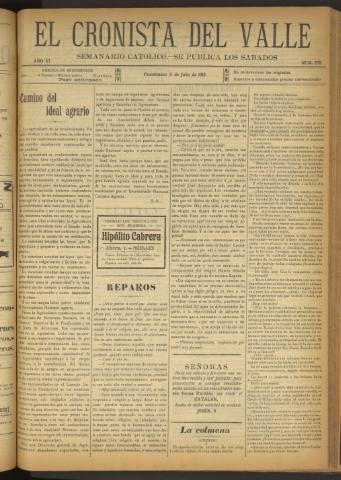 'El Cronista del Valle' - Época 1ª Año VI Número 278 - 1915 julio 03
