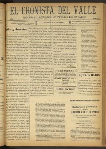 'El Cronista del Valle' - Época 1ª Año VI Número 279 - 1915 julio 10