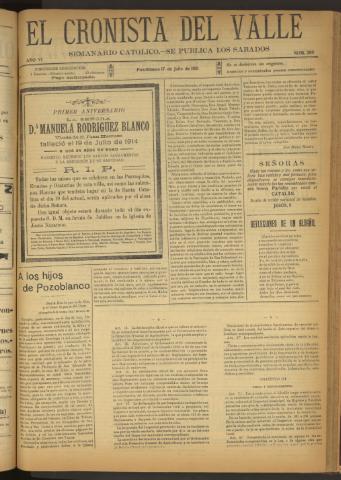 'El Cronista del Valle' - Época 1ª Año VI Número 280 - 1915 julio 17