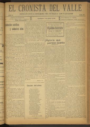 'El Cronista del Valle' - Época 1ª Año VI Número 283 - 1915 agosto 07