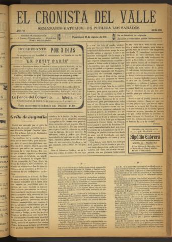 'El Cronista del Valle' - Época 1ª Año VI Número 286 - 1915 agosto 28