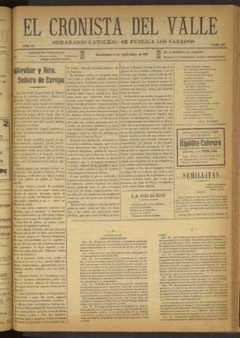 'El Cronista del Valle' - Época 1ª Año VI Número 287 - 1915 septiembre 04