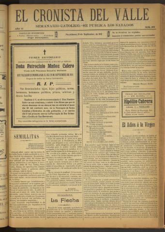 'El Cronista del Valle' - Época 1ª Año VI Número 289 - 1915 septiembre 18