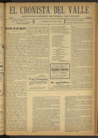 'El Cronista del Valle' - Época 1ª Año VI Número 291 - 1915 octubre 02