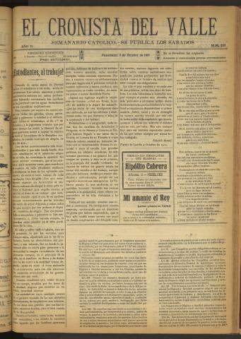 'El Cronista del Valle' - Época 1ª Año VI Número 292 - 1915 octubre 09
