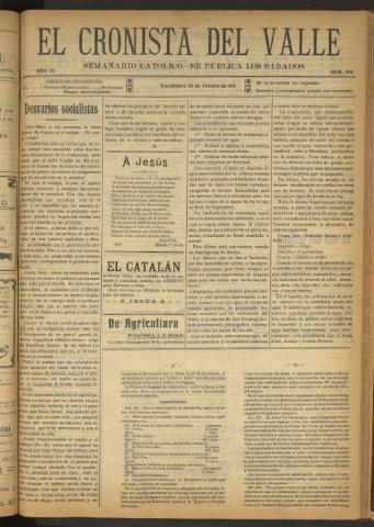 'El Cronista del Valle' - Época 1ª Año VI Número 294 - 1915 octubre 23
