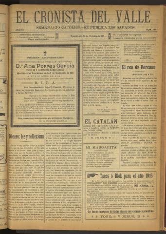 'El Cronista del Valle' - Época 1ª Año VI Número 295 - 1915 octubre 30