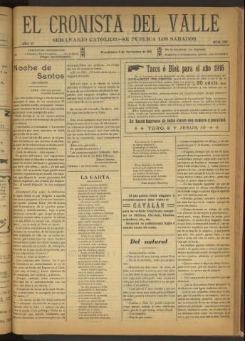 'El Cronista del Valle' - Época 1ª Año VI Número 296 - 1915 noviembre 06