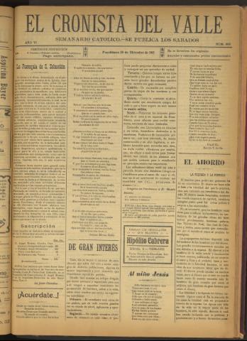 'El Cronista del Valle' - Época 1ª Año VI Número 303 - 1915 diciembre 25