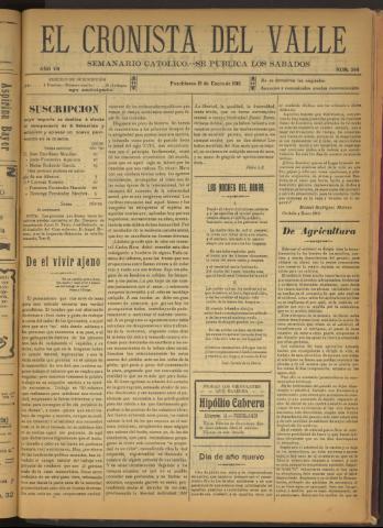'El Cronista del Valle' - Época 1ª Año VII Número 306 - 1916 enero 15