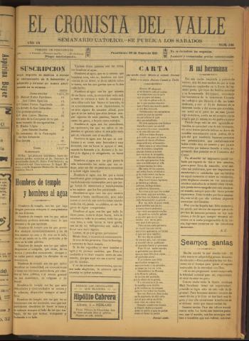 'El Cronista del Valle' - Época 1ª Año VII Número 308 - 1916 enero 29
