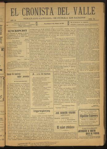 'El Cronista del Valle' - Época 1ª Año VII Número 314 - 1916 marzo 11