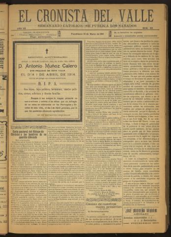 'El Cronista del Valle' - Época 1ª Año VII Número 316 - 1916 marzo 25