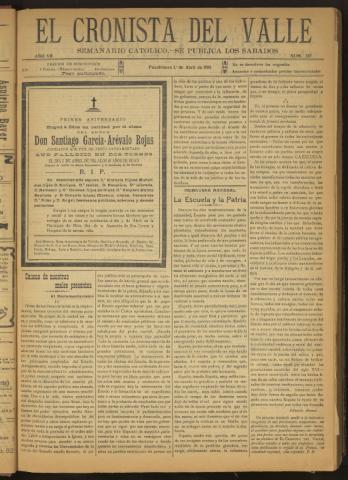 'El Cronista del Valle' - Época 1ª Año VII Número 317 - 1916 abril 01