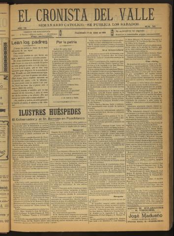 'El Cronista del Valle' - Época 1ª Año VII Número 319 - 1916 abril 15