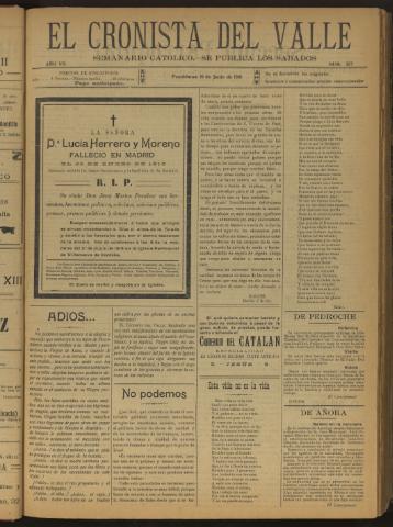 'El Cronista del Valle' - Época 1ª Año VII Número 327 - 1916 junio 10