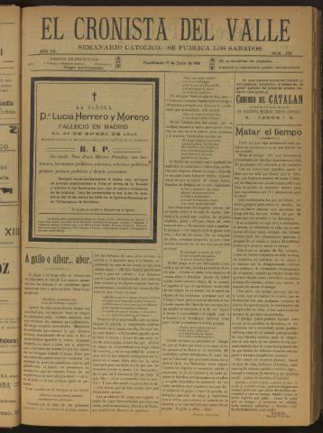 'El Cronista del Valle' - Época 1ª Año VII Número 328 - 1916 junio 17