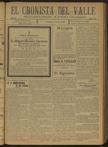 'El Cronista del Valle' - Época 1ª Año VII Número 330 - 1916 julio 01