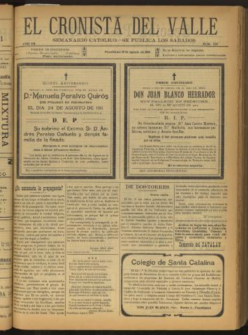 'El Cronista del Valle' - Época 1ª Año VII Número 337 - 1916 agosto 19