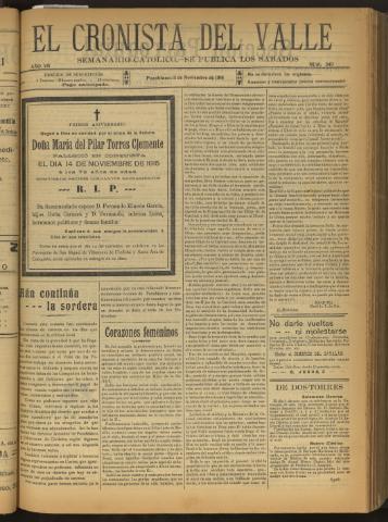 'El Cronista del Valle' - Época 1ª Año VII Número 349 - 1916 noviembre 11