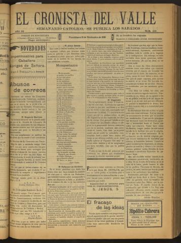 'El Cronista del Valle' - Época 1ª Año VII Número 350 - 1916 noviembre 18