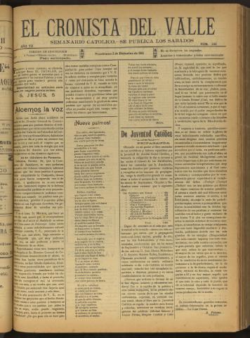 'El Cronista del Valle' - Época 1ª Año VII Número 352 - 1916 diciembre 02
