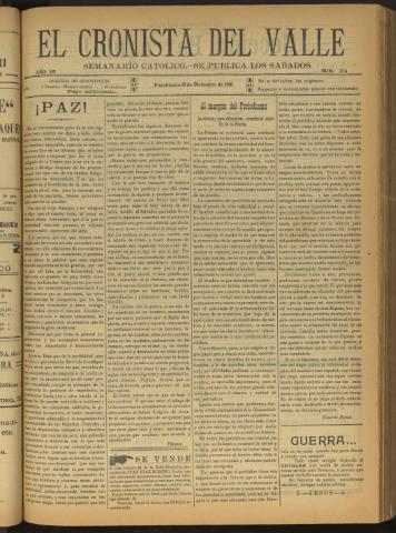 'El Cronista del Valle' - Época 1ª Año VII Número 354 - 1916 diciembre 16