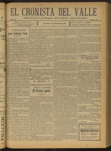 'El Cronista del Valle' - Época 1ª Año VII Número 355 - 1916 diciembre 23