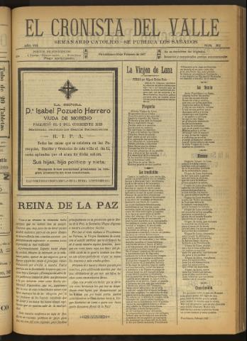 'El Cronista del Valle' - Época 1ª Año VIII Número 362 - 1917 febrero 10