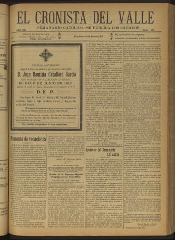 'El Cronista del Valle' - Época 1ª Año VIII Número 379 - 1917 junio 09
