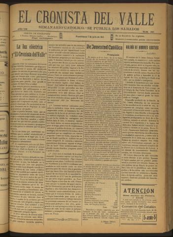 'El Cronista del Valle' - Época 1ª Año VIII Número 383 - 1917 julio 07