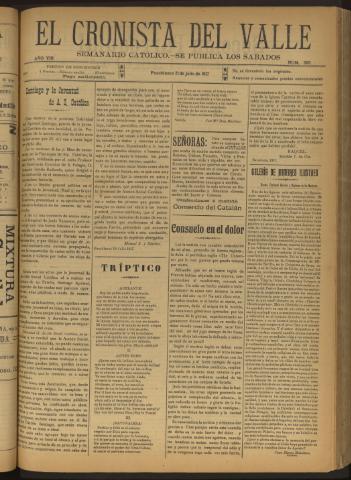 'El Cronista del Valle' - Época 1ª Año VIII Número 385 - 1917 julio 21