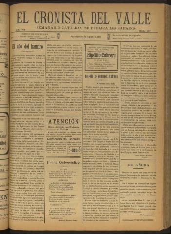 'El Cronista del Valle' - Época 1ª Año VIII Número 387 - 1917 agosto 04