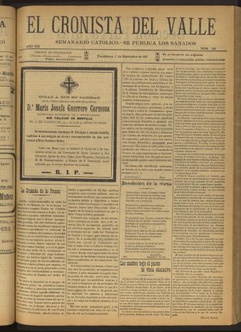 'El Cronista del Valle' - Época 1ª Año VIII Número 391 - 1917 septiembre 01