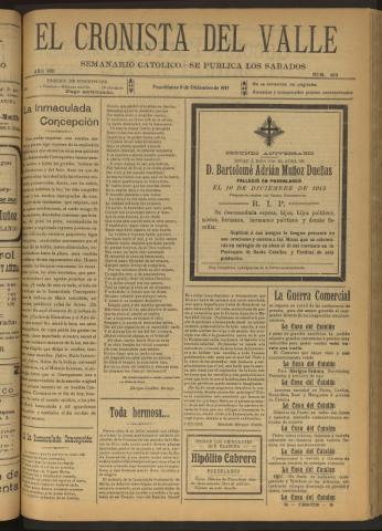 'El Cronista del Valle' - Época 1ª Año VIII Número 405 - 1917 diciembre 08
