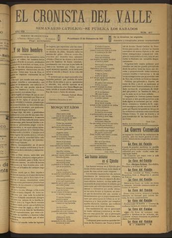 'El Cronista del Valle' - Época 1ª Año VIII Número 407 - 1917 diciembre 22
