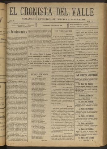 'El Cronista del Valle' - Época 1ª Año IX Número 411 - 1918 enero 19