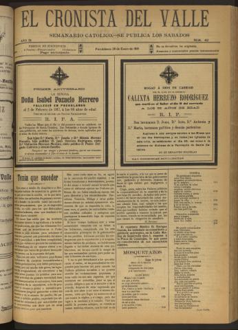 'El Cronista del Valle' - Época 1ª Año IX Número 412 - 1918 enero 26