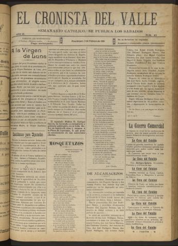 'El Cronista del Valle' - Época 1ª Año IX Número 413 - 1918 febrero 02