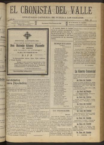 'El Cronista del Valle' - Época 1ª Año IX Número 414 - 1918 febrero 09
