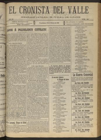 'El Cronista del Valle' - Época 1ª Año IX Número 416 - 1918 febrero 23