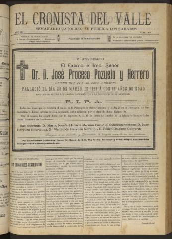 'El Cronista del Valle' - Época 1ª Año IX Número 419 - 1918 marzo 16