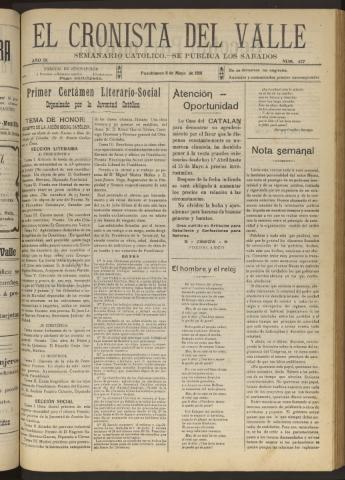 'El Cronista del Valle' - Época 1ª Año IX Número 427 - 1918 mayo 11