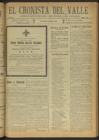 'El Cronista del Valle' - Época 1ª Año IX Número 435 - 1918 julio 06