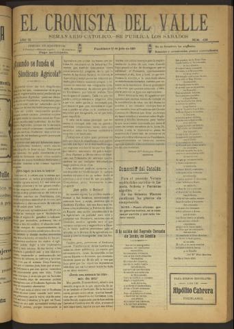 'El Cronista del Valle' - Época 1ª Año IX Número 436 - 1918 julio 13