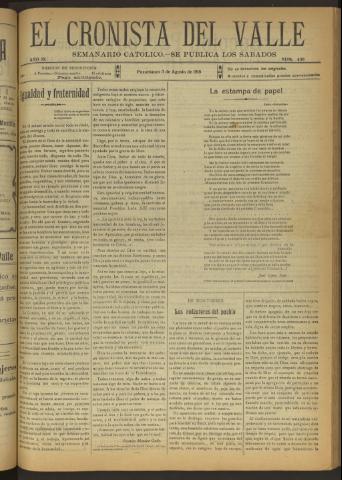 'El Cronista del Valle' - Época 1ª Año IX Número 439 - 1918 agosto 03