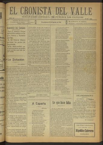 'El Cronista del Valle' - Época 1ª Año IX Número 440 - 1918 agosto 10