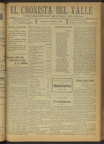 'El Cronista del Valle' - Época 1ª Año IX Número 445 - 1918 septiembre 14
