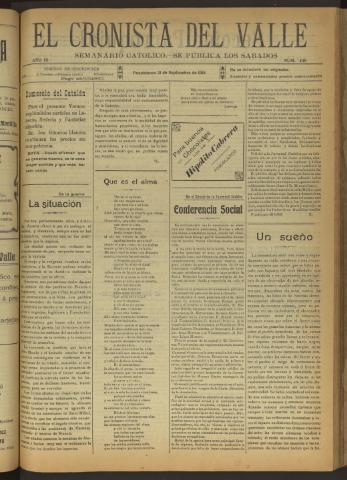 'El Cronista del Valle' - Época 1ª Año IX Número 446 - 1918 septiembre 21