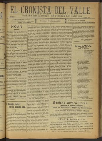 'El Cronista del Valle' - Época 1ª Año IX Número 451 - 1918 octubre 26
